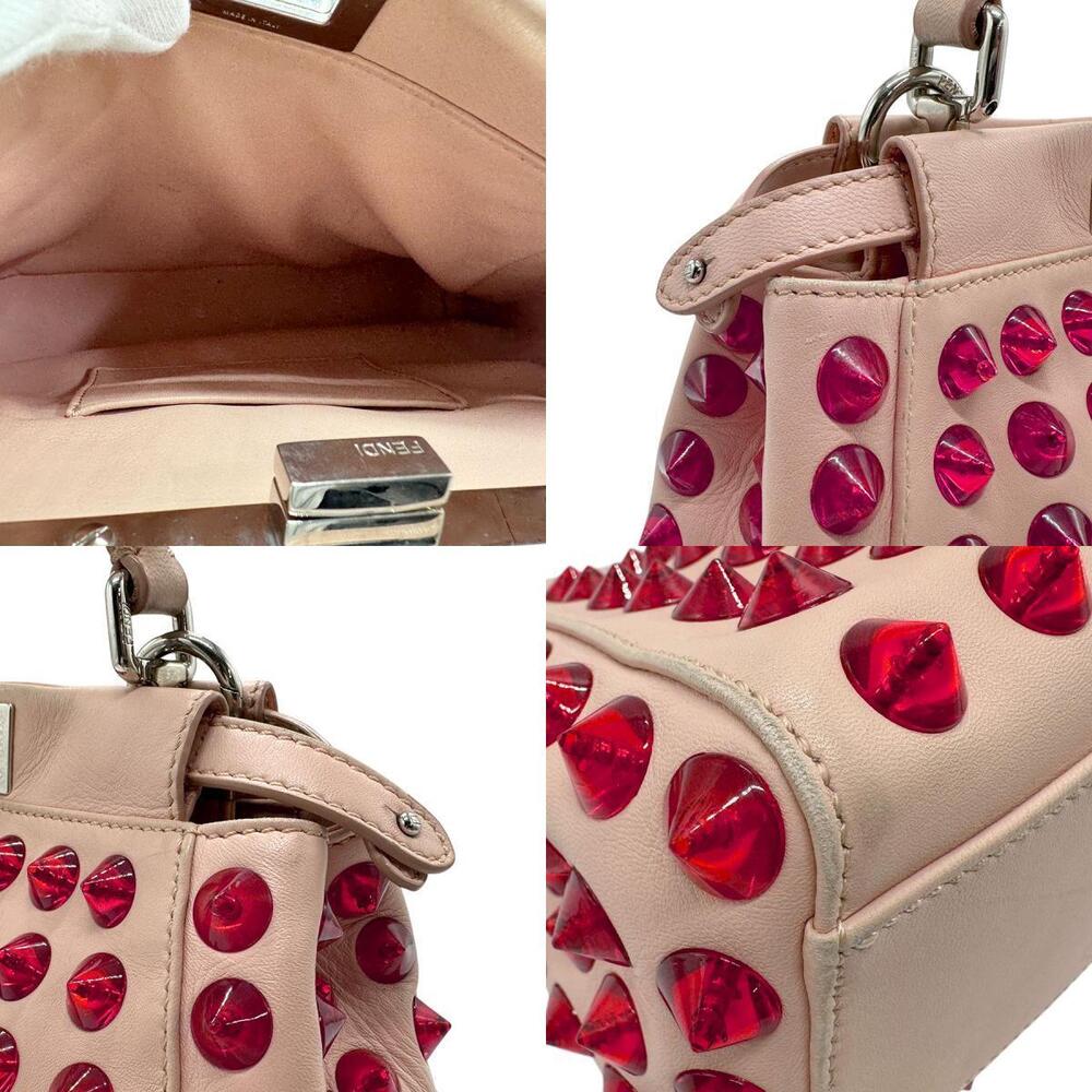 Fendi Peekaboo Handbag Shoulder Bag Pink Leather Resin - Picture 3 of 4